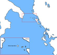 Divine Aphrodite's location within the Ionian Sea.