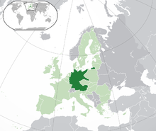 Location of  Germany  (dark green) – in Europe  (green & dark grey) – in the European Union  (green)