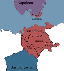 Asendavia and nearby nations.
